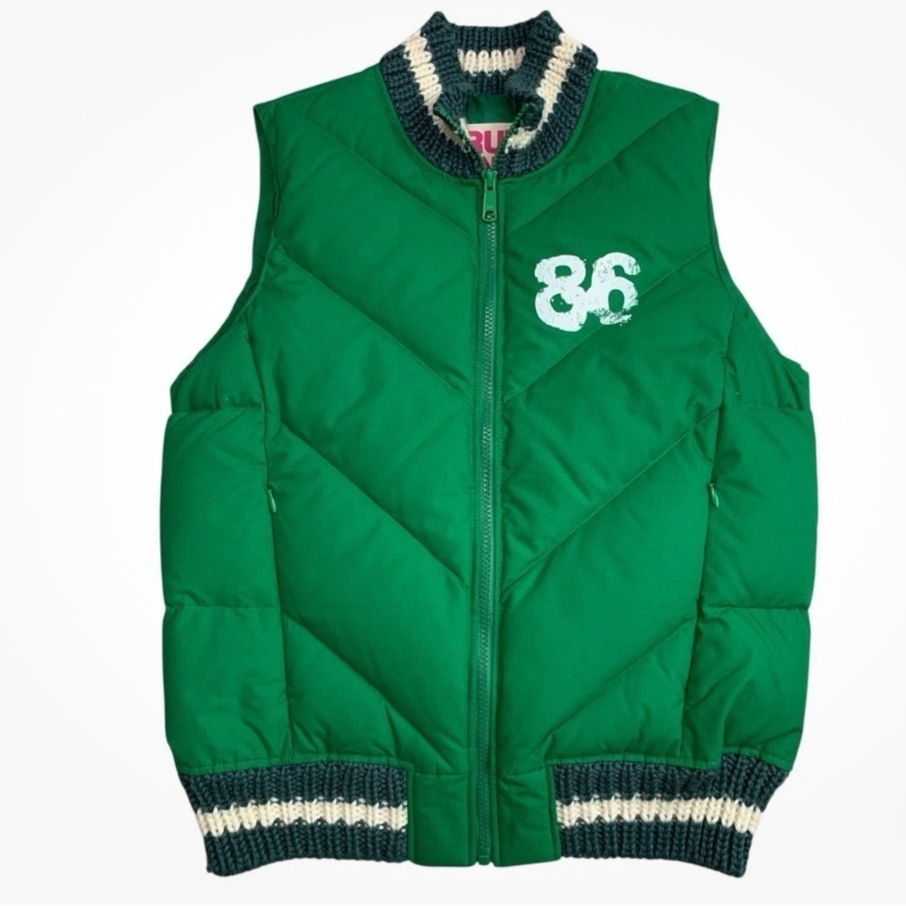 Victoria's Secret TRUE PINK LOVE Down Puffer zip Vest collegiate green NEW M/L